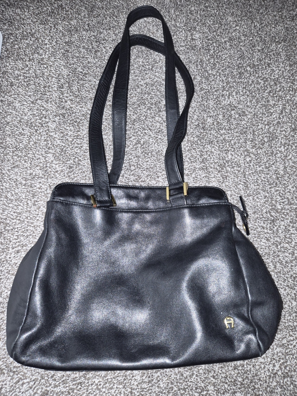 etienne Aigner Black Leather Tote Bag